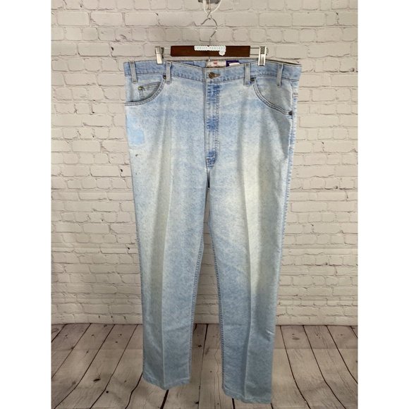 Levi Strauss Relaxed Fit 540 Distressed Wrinkle Free Light Wash Jeans (42x31.5) - Picture 1 of 16